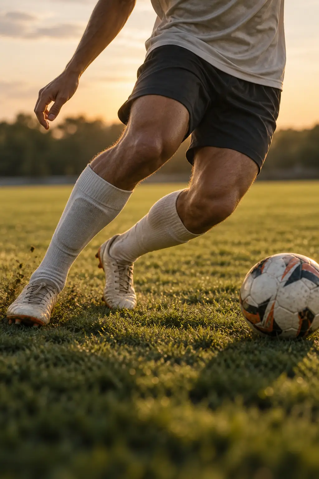 Football player striking the ball