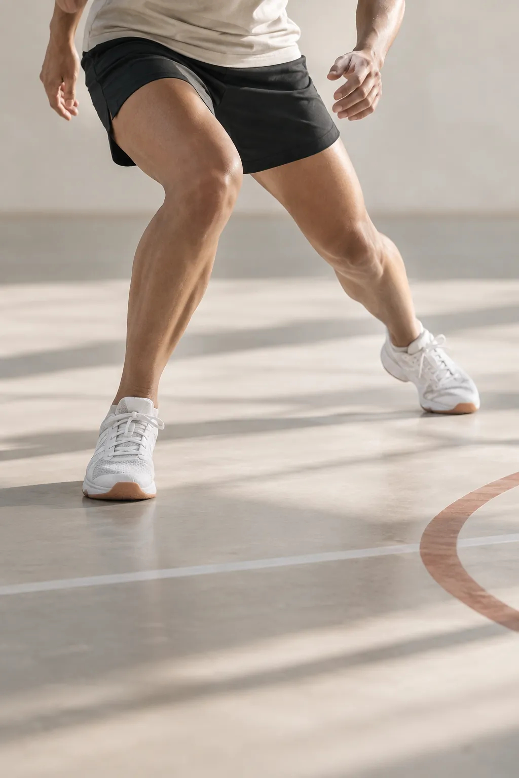 Athlete changing direction on a court